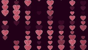 Red and pink mosaic animation for St. Valentine's Day, Mother's Day, wedding anniversary. Seamless loop 4k video.