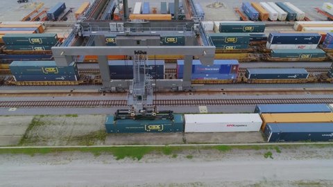 Winter Haven , Fl , United States - 09 14 2021: Intermodal Train Yard in Florida