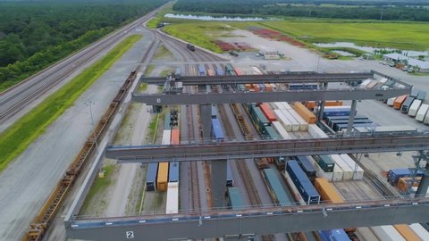 Winter Haven , FL , United States - 09 14 2021: Intermodal Train Yard in Florida