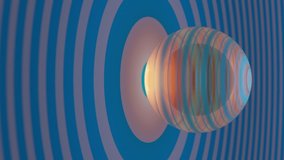 Vertical Video Abstract Minimal Background With Glowing Striped Sphere, Endless Animation