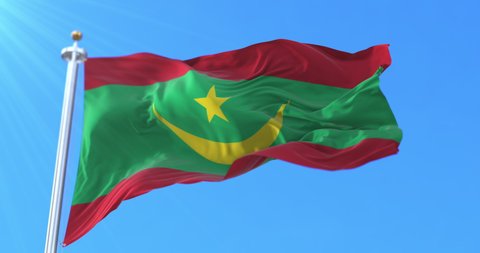 Mauritania Flag Waving at Wind. Loop