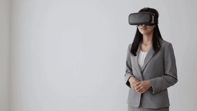 businesswoman wearing head mounted display technology concept - Powered by Shutterstock - Get 15% off with code: PIKWIZARD15