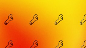 rotating adjustable wrench icon animation on orange and yellow