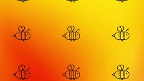 rotating bee icon animation on orange and yellow