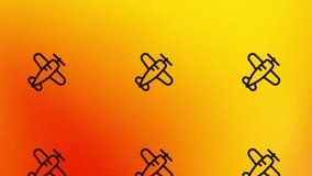 rotating airplane icon animation on orange and yellow