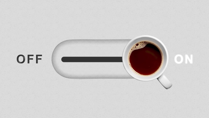 Top view. Empty coffee white mug switches and is filled with hot, aromatic coffee. Creative banner with a mockup cup.  Concept automatic coffee machine, smart house. Coffee break 4k stock footage  Royalty-Free Stock Footage #1087141448
