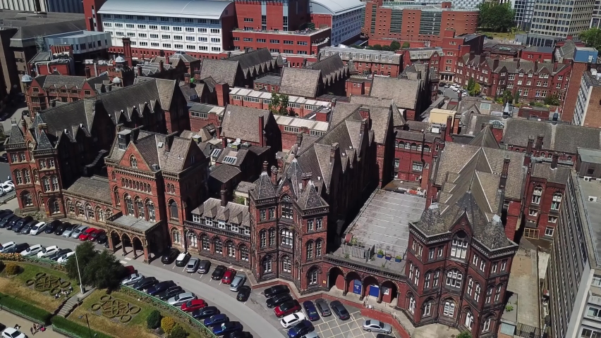  Aerial drone footage of the Leeds City.  Leeds General Infirmary hospital.
 Royalty-Free Stock Footage #1087143278