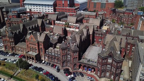  Aerial drone footage of the Leeds City.  Leeds General Infirmary hospital.

