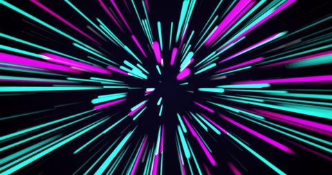 Abstract neon light lines motion zoom time warp tunnel line motion background
