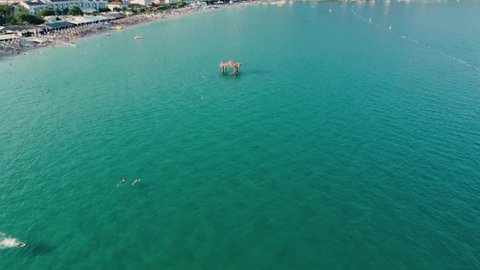 Aerial view of beautiful Baska Beach town on Krk Island in Croatia