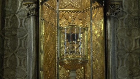 The holy chalice, guarded in the Chapel of the Cathedral of Santa María in Valencia, Spain, February 12, 2022.