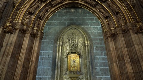 The holy chalice, guarded in the Chapel of the Cathedral of Santa María in Valencia, Spain, February 12, 2022.