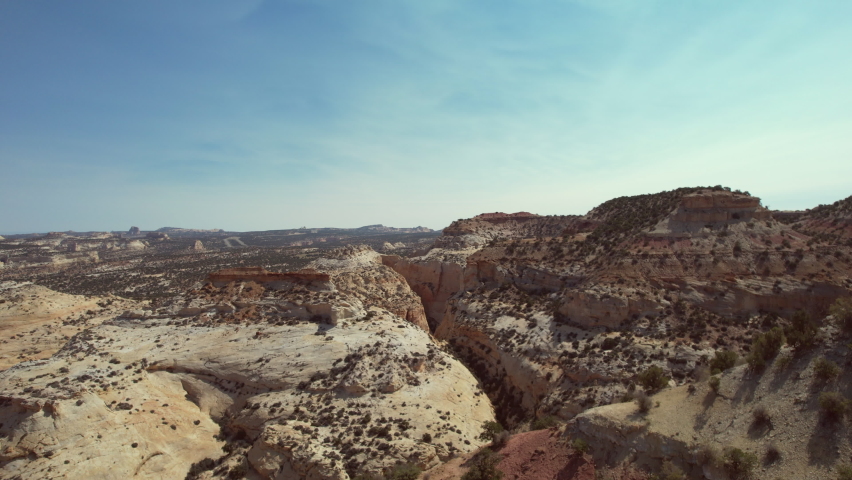 Scenic Utah Rocky Landscape. Colourful Rock Formations Aerial View.