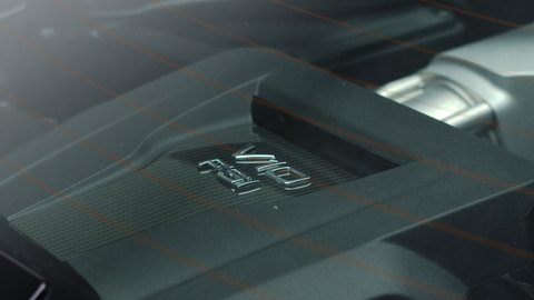 Montreal , Canada - 04 01 2021: Audi R8 V10 Performance Engine V10 FSI Chrome Emblem