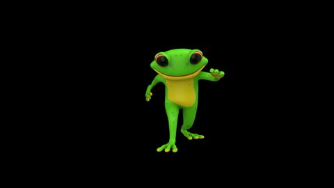 Dancing frog - 3d render looped with alpha channel.