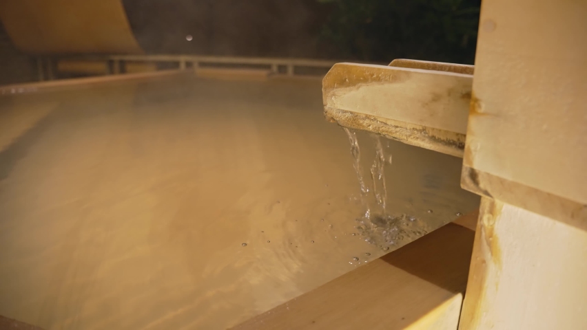 Japanese open air hot spring concept. Onsen.