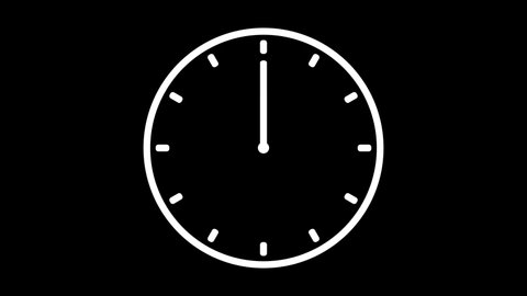 Animation of a clock with rotating time pointers. Watch shows the running time. Counting 24 Hours. Clock with moving arrows. Motion graphics on isolated background.