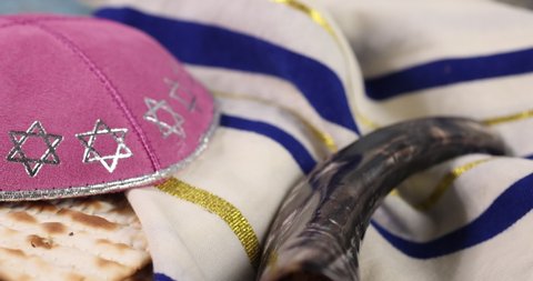 Pesach Jewish traditional celebration with kosher matzah on passover holiday