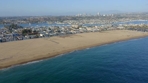 Aerial Pan Left Angle of Newport Beach California