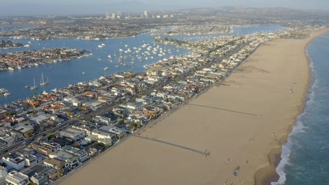 Aerial High Pan of Newport Beach California