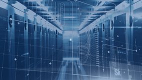 Animation of network of connections with icons and data processing over server room. global business, finances, connections and digital interface concept digitally generated video. - Powered by Shutterstock - Get 15% off with code: PIKWIZARD15