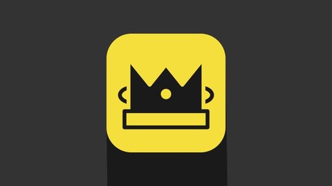 Yellow King playing card icon isolated on grey background. Casino gambling. 4K Video motion graphic animation.