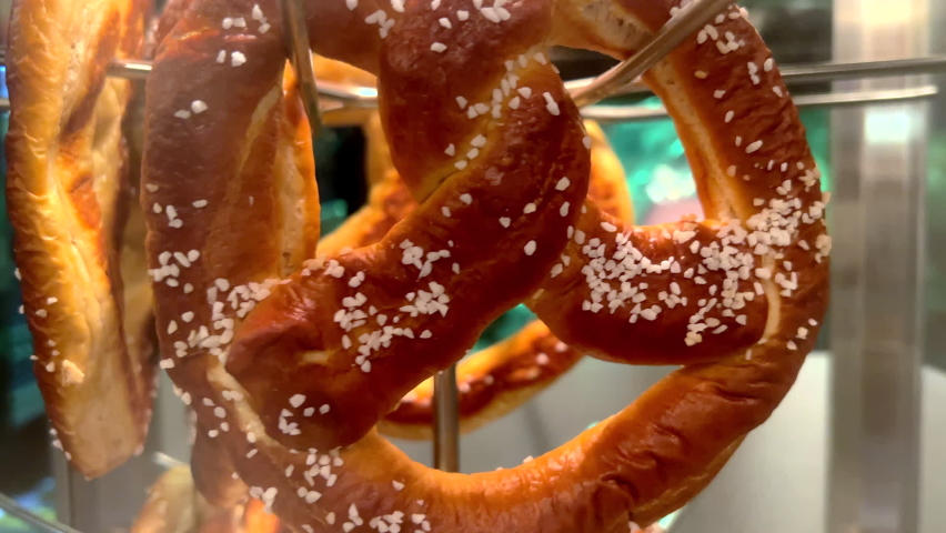 Pretzel rotating at laser tag snack shop