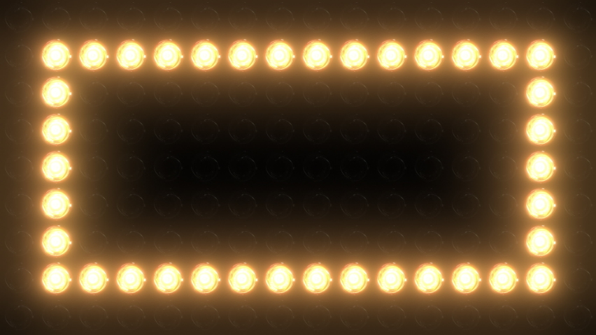 Marquee light board sign retro on black background. Bright golden light bulbs for banner or signboard. Concept of casino text or logo. Copy space Royalty-Free Stock Footage #1087231799