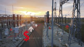 Power plant at sunset with overlay metaverse graphics expressing concept of energy price increase. Panning - Powered by Shutterstock - Get 15% off with code: PIKWIZARD15