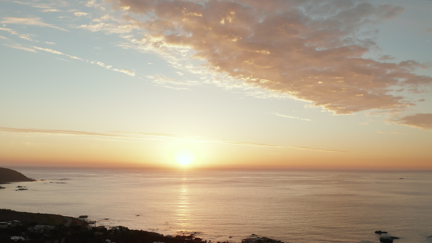 Panoramic View Of The Sunset In Bakoven, Cape Town, South Africa - aerial shot