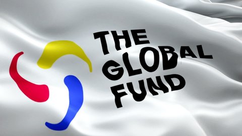 The Global Fund to Fight AIDS, Tuberculosis and Malaria flag video. National 3d Global Fund logo Slow Motion video. The Global Fund to Fight AIDS, Tuberculosis and Malaria  - New York, 4 July 2021