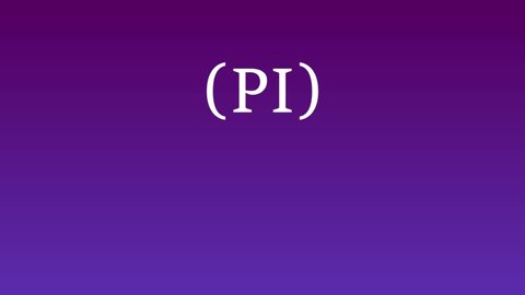 The number Pi moves through the frame, violet gradient trendy background
