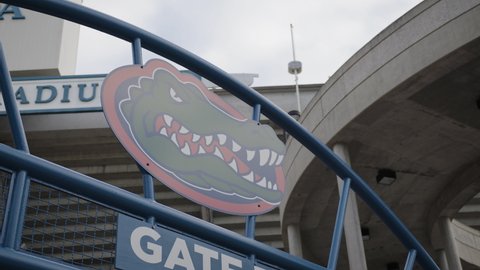 Gainesville, Florida - January 26, 2022: Gator logo at University of Florida's NCAA football stadium