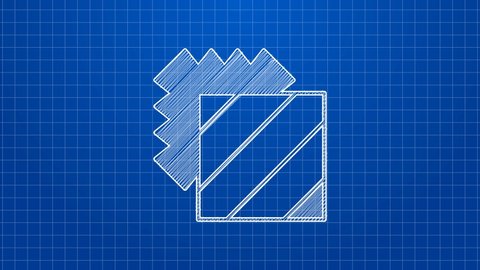 White line Layers clothing textile icon isolated on blue background. Element of fabric features. 4K Video motion graphic animation.