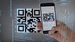 Animation of qr code financial data processing over hand of caucasian businesswoman using smartphone. global transport, connections, digital interface and technology concept digitally generated video. - Powered by Shutterstock - Get 15% off with code: PIKWIZARD15