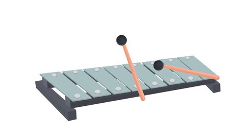 Xylophone. Animation of a musical instrument. Cartoon