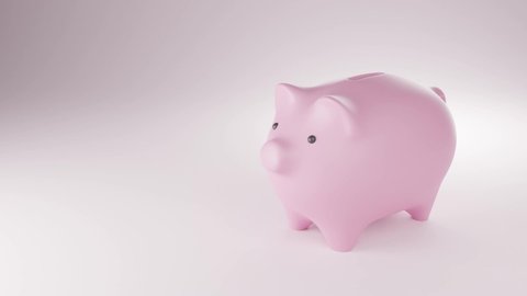 Piggy bank 3D rendering animation