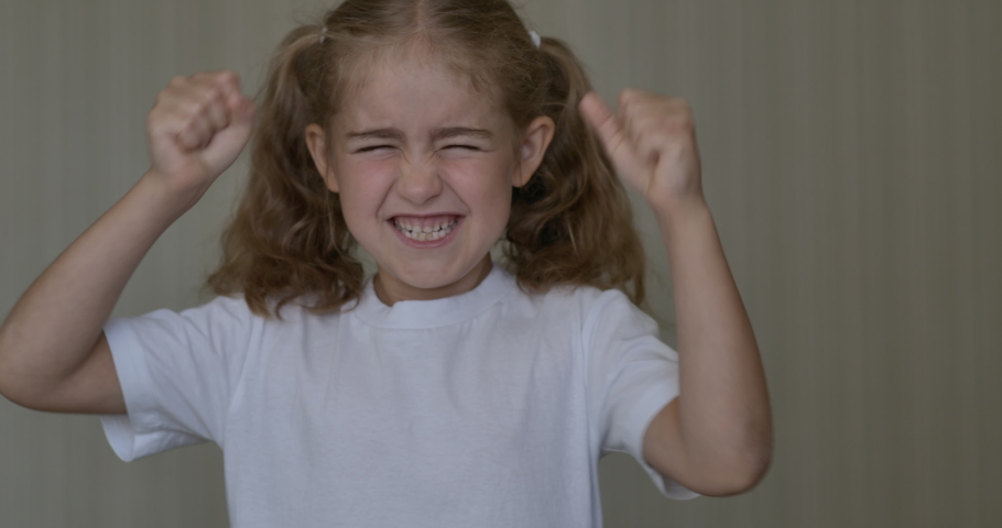Child Shouting Loud. Portrait of Shocked, Angry and Emotional Little Girl. Young Angry Girl Yelling Screaming Slow Motion. Upset Child Scream Loudly. Adhd Attention Deficit Hyperactivity Disorder. Royalty-Free Stock Footage #1087282772