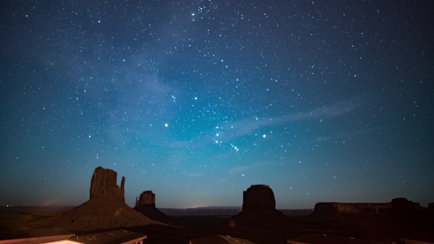 Monument Valley Startrails Above Cabins Arizona and Utah USA Astrophotography Time Lapse