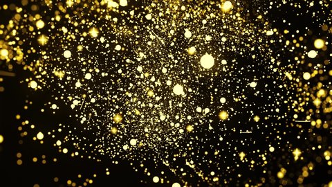Gold ink in water shooting with high speed camera. Gold glitter background with sparkle shine light confetti. Super Slow Motion at 1000fps. effect.
