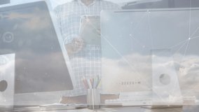 Animation of financial data processing over caucasian businessman in office. global business, finances, connections and digital interface concept digitally generated video. - Powered by Shutterstock - Get 15% off with code: PIKWIZARD15