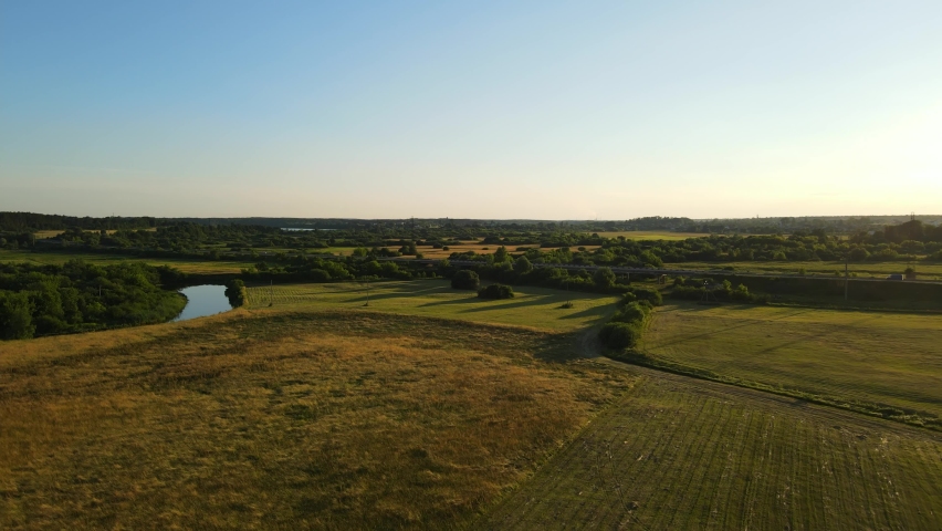 Countryside. Beautiful nature. Fields and river