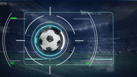 Animation of data processing over football on stadium. sports and competition concept digitally generated video. - Powered by Shutterstock - Get 15% off with code: PIKWIZARD15