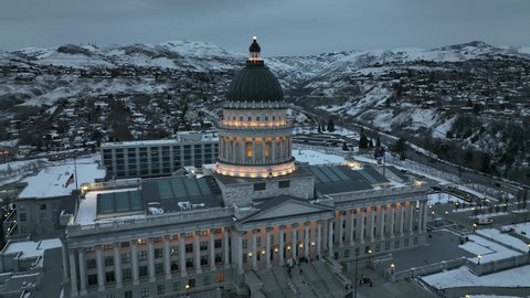 Salt Lake City , Utah , United States - 12 11 2021: Aerial in Utah State Capitol