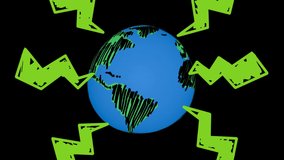 Animation of globe on black background. global environment, green energy and digital interface concept digitally generated video. - Powered by Shutterstock - Get 15% off with code: PIKWIZARD15