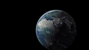 Animation of earth day text over globe. global environment, green energy and digital interface concept digitally generated video.
