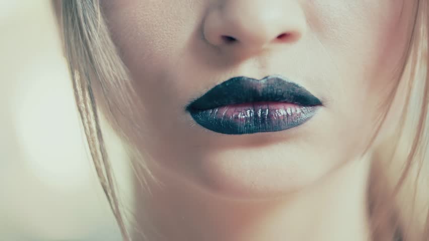 Girl With Black Lips Smoking Stock Footage Video 100