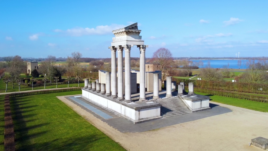 Aerial View of LVR-Archäologischer Park Xanten with a blue sky