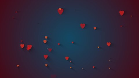 Loopable animation slowly red hearts appear randomly with the inscription Valentine's day on white and red background. Valentine's day background.