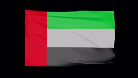 A beautiful view of United Arab Emirates flag video. Wonderful shiny flag. Sign of United Arab Emirates. Background,  Alpha Cannel, Looped, Flag HD resolution. United Arab Emirates flag Closeup.